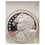 2013 1 Troy Oz Silver Proof Medallion Freedom Girl Round With Certificate Of Authenticity