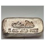 1  5 Oz .999 Fine Silver Town Bar