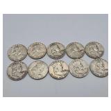 10 Ben Franklin Halfs mixed Dates 90 5 Silver