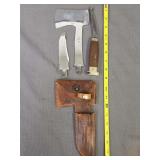 Case XX Camp Hatchet Axe & Knife Combo w/ Case XX Leather Sheath