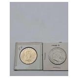 2 Franklins 1963EF, 1958D 90% silver