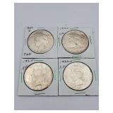 4 Peace Dollars Mixed Dates 90% Silver