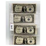 4 Silver Certificates 1935 E Series 1 Dollar