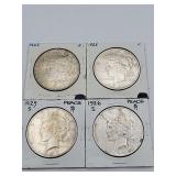 4 Peace Dollars Mixed Dates 90 % Silver