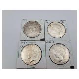 4 Peace Dollars Mixed Dates 90 % Silver