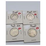 4 BU Washington Quarters 79,80,81,82 90 % Silver