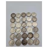30 Roosevelt Dimes High Grade 90 % Silver