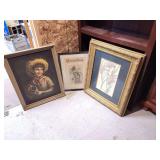 Assorted Framed Prints and Harper's Bazar Print