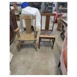 Wooden Rocking Chair and Dining Chair Set