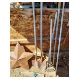 Garden tools, metal star, frog eye sprinkler