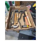 Assorted Hand Tools including Hammers and Brushes