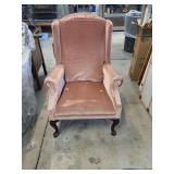 Upholstered Pink Wingback Armchair