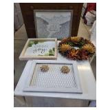 Wood Floral Wreath and Assorted Framed Prints