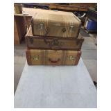 Set of Three Suitcases with Striped Exterior