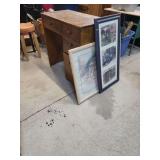 Small desk plus Framed Artwork Assortment, Two Pieces