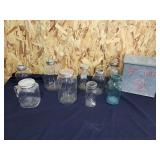 Collection of Glass Jars and Crescent Dairy Products Container