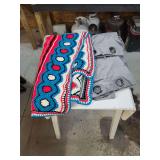 2 Half Moon Grey Polyester Curtain Panel and homemade blanket