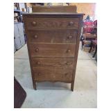 Vintage Wood Chest of Drawers with Five Drawers