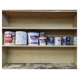 Assorted Paint Cans and Construction Supplies