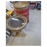 Rope and Glass Top Side Table, wood barrel side table