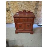 Wood Side Table with Doors and Drawers