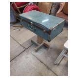 Modified Speckled Suitcase Table on Wood Stand