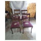 Set of Four Dining Chairs with Floral Upholstery