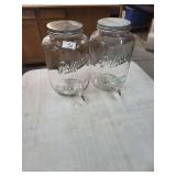 Pair of Glass Beverage Dispensers with Spigots