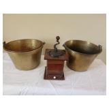 Brass kettles & coffee mill