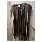 Lot of Belts And Belt Rack