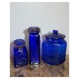 Vintage Cobalt Blue Glass Jars