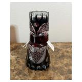 Vintage Bohemian Ruby Red Cut Crystal Glass