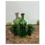 Vintage Italian Green Glass Decanter/Shot Glasses