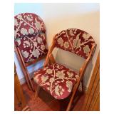 Pair of Wooden Padded Floral Folding Chairs