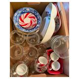 Lot Of Christmas Cups, Plates, Bowls