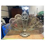 Vintage Brass Peacock Fire Place Screen