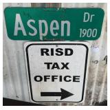 Aspen Road Sign & RISD Tax Office Sign