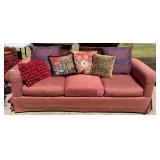 Vintage Coral Couch & Throw Pillows