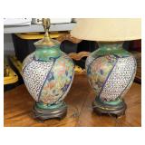 Vintage Chinese Chinoiserie Porcelain Lamps