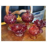 Ruby Red 'Moon & Stars' Candy Dishes