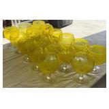 Vintage Yellow Cabbage Leaf Water Goblets