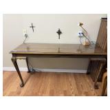 Glass Top Wood Sofa Table