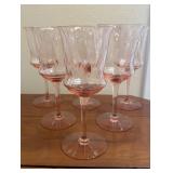 Vintage Rose Pink Crystal Wine Glasses