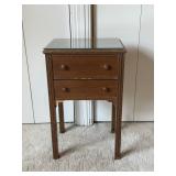 Glass Top Wood Side Table