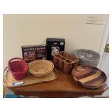 Baskets, Wood Serving Bowl, Etc.