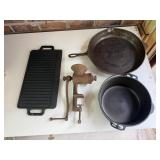 Cast Iron Skillets, Meat Grinder, Griddle