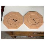 Terracotta Clock & Thermometer