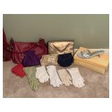 Ladies Gloves, Handbags, Silver Heels