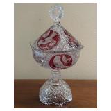 Lead Crystal Candy Dish with Ruby Red Panels