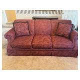 Vintage Red Floral Couch & Matching Pillows